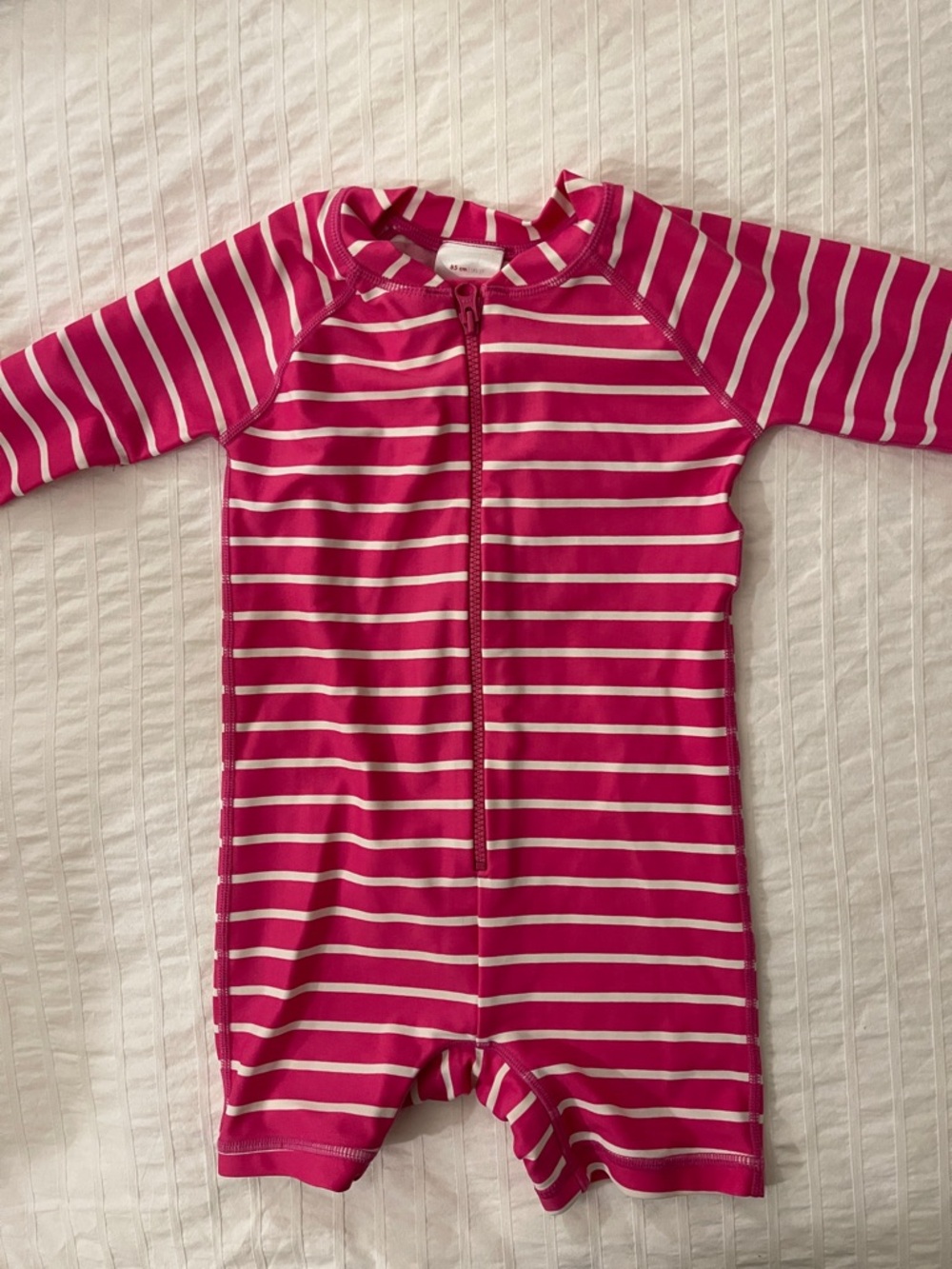 Hanna Andersson Pink and White Striped Kids One-Piece Swimsuit 2T
